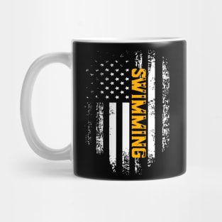 Vintage American USA Flag American - Swimmer Cool Gift Mug